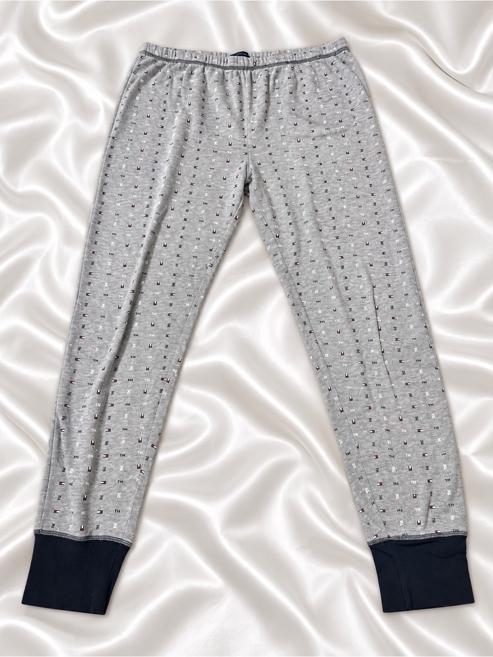 Tommy Hilfiger Women’s M Gray Logo Pajama Pants Navy Cuffs